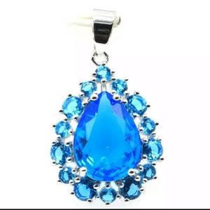 🌺Bogo Vintage Teardrop Swiss Blue Topaz Pendant